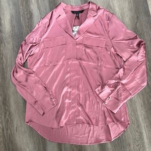 NWT WHBM White House Black Market Soft Shirt with Adjustable Sleeves medium Pink